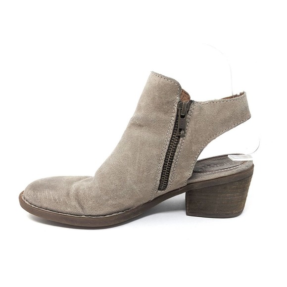Born Shoes Womens 6.5 Boots Monikah Gray Leather Ankle Zip Booties Boho Western - Picture 3 of 9